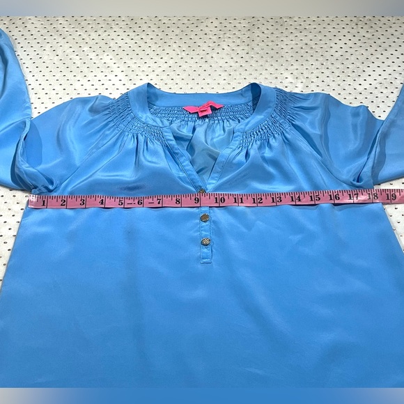 LILLY PULITZER Elsa Silk Top Caribbean Blue MSRP $178 - Picture 14 of 16